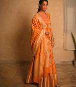 Yellow embroidered dupion silk Lehenga
