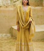 Lime-green plain chanderi kurta set