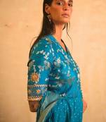 Turquoise-blue embroidered Lehenga 