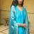 Turquoise-blue plain dupion silk kurta set