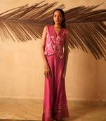 Rose embroidered banarasi silk co ord set