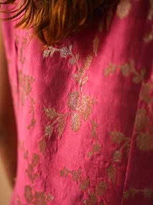 Rose embroidered banarasi silk co ord set 3