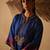 Navy-blue embroidered dupion silk kurta set