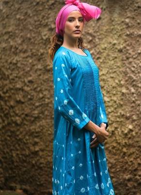 Turquoise blue plain silk Kurta Set 2