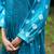 Turquoise blue plain silk Kurta Set