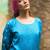 Turquoise blue plain silk Kurta Set