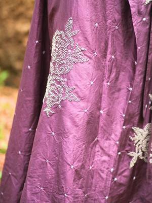 Purple  embroidered silk dress 2