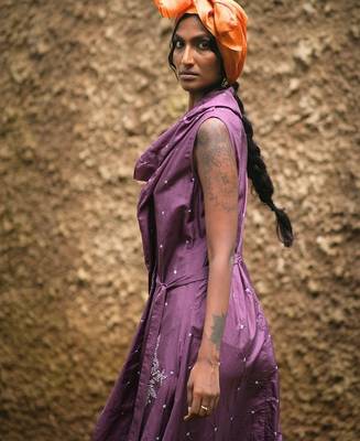 Purple  embroidered silk dress 3