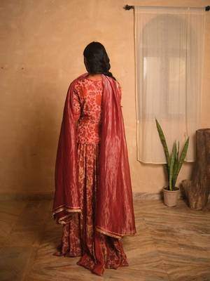 Maroon printed cotton Lehenga 2