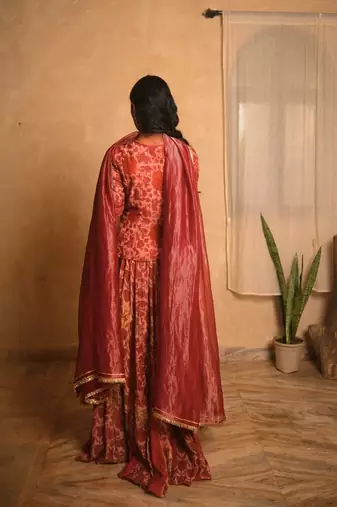 Maroon printed cotton Lehenga