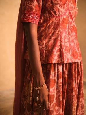 Maroon printed cotton Lehenga 3