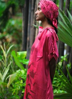 Pink printed satin Kurta Set 2