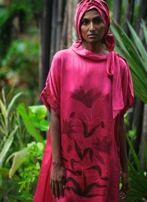 Pink printed satin Kurta Set 3