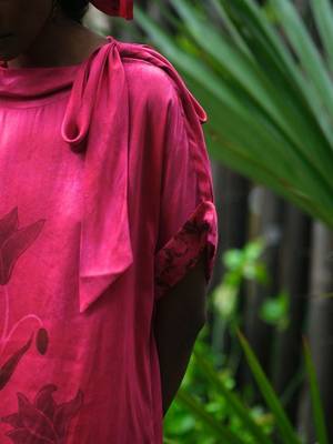 Pink printed satin Kurta Set 4