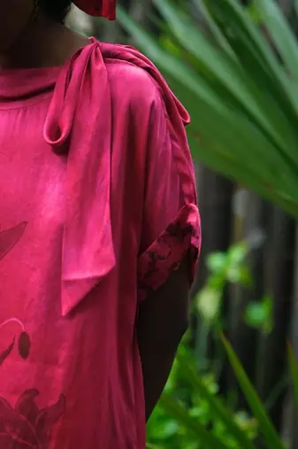 Pink printed satin Kurta Set