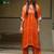 Orange plain satin kurta set