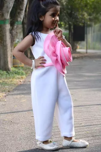 White embroidered cotton jumpsuit