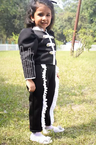 Black embroidered cotton co ord set