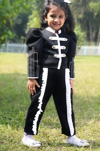 Black embroidered cotton co ord set