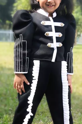Black embroidered cotton co ord set
