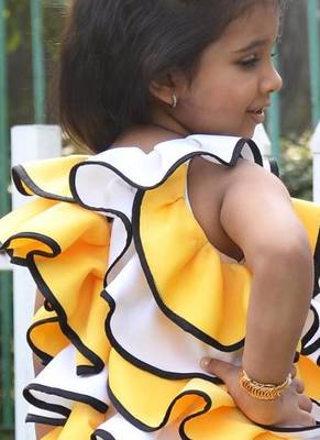 Yellow plain cotton dress 1