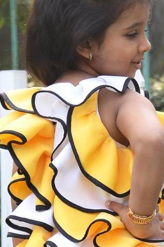 Yellow plain cotton dress