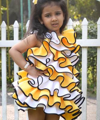 Yellow plain cotton dress 2