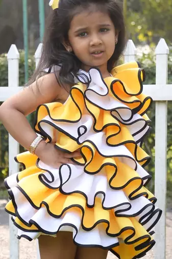 Yellow plain cotton dress