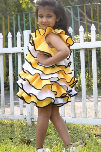 Yellow plain cotton dress