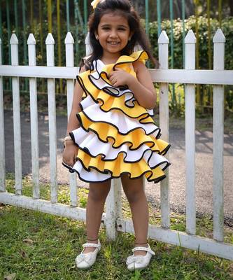Yellow plain cotton dress 4