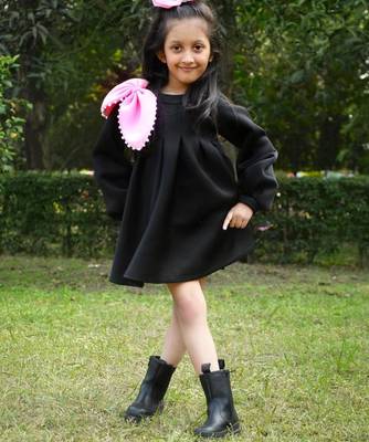 Black plain cotton dress 1
