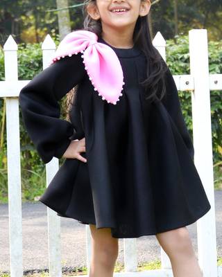 Black plain cotton dress 3
