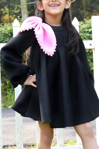 Black plain cotton dress