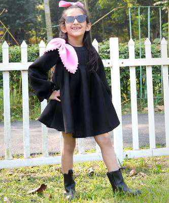 Black plain cotton dress 4