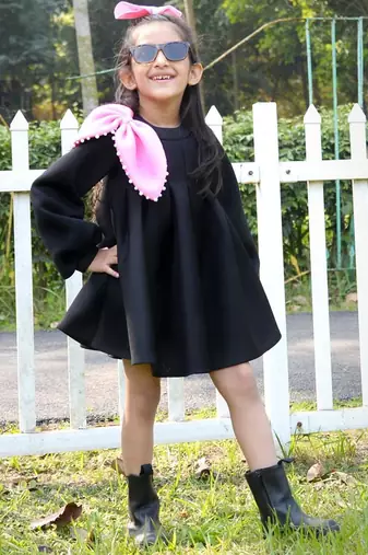 Black plain cotton dress