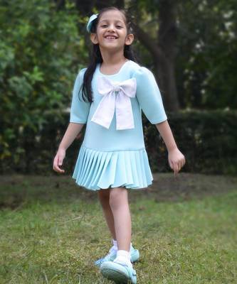 Blue embroidered cotton dress 1