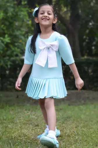 Blue embroidered cotton dress