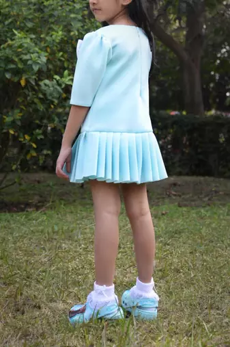 Blue embroidered cotton dress