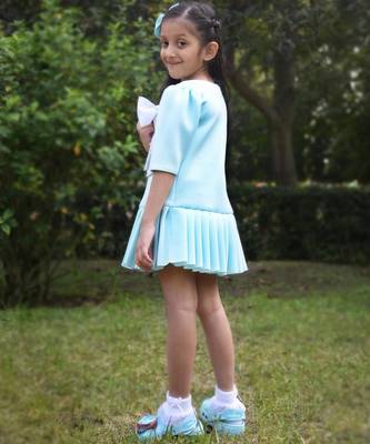 Blue embroidered cotton dress 3