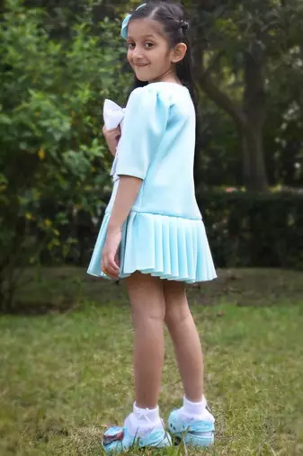 Blue embroidered cotton dress