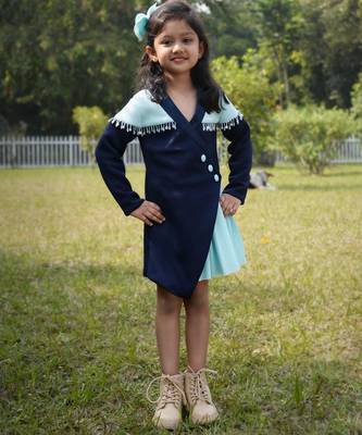 Blue plain cotton dress 1