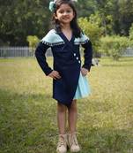 Blue plain cotton dress