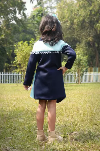 Blue plain cotton dress
