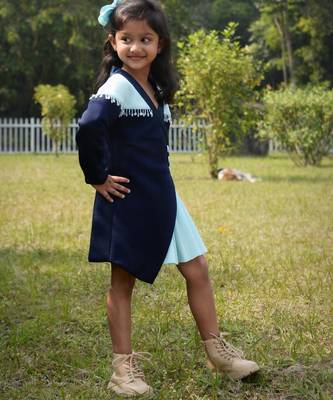 Blue plain cotton dress 3