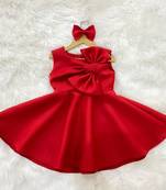 Red plain cotton dress