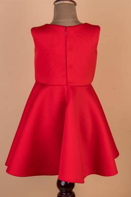 Red plain cotton dress 3