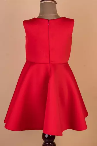 Red plain cotton dress