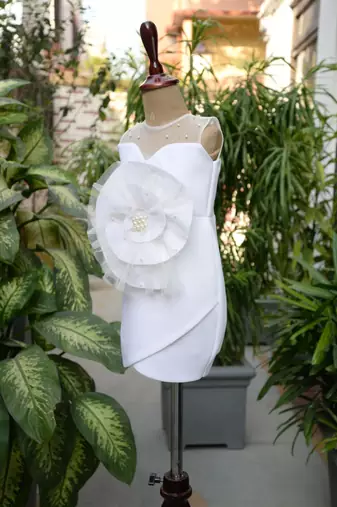 White embroidered cotton dress