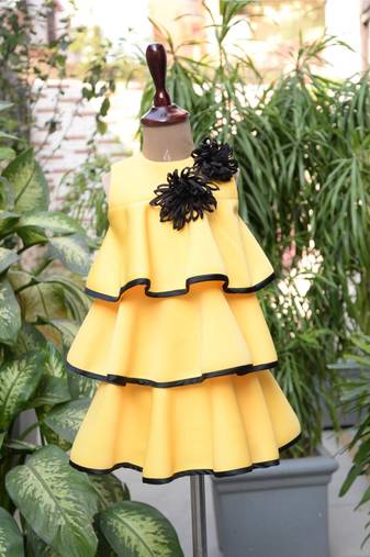 Yellow embroidered cotton dress