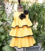 Yellow embroidered cotton dress